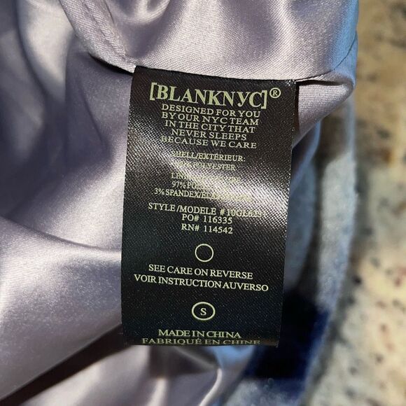 Blank NYC Womens Plaid Long‎ Sleeve Fringe Button Front Shirt Jacket Blue Small - Picture 8 of 11